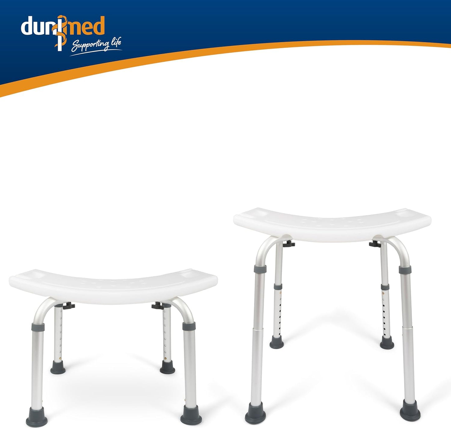 Dunimed - Sgabello da doccia, regolabile in altezza, antiscivolo, 39 – 52 cm image 1