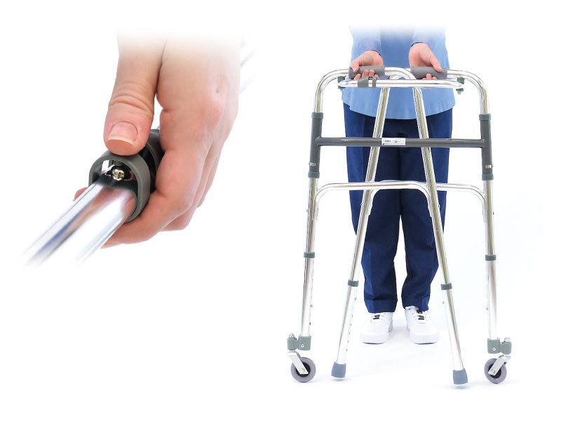 Deambulatore pieghevole, regolabile in altezza con 2 ruote piroettanti e 2 punt - Medical Net Store