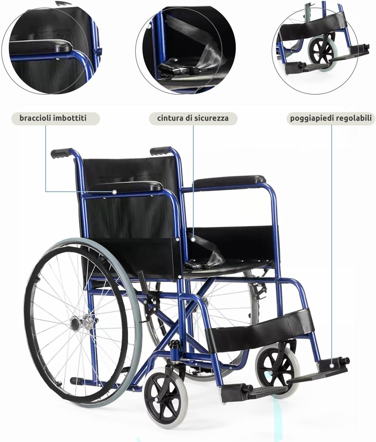 Sedia a Rotelle pieghevole leggera ad autospinta per disabili ed anziani GOVITA image 6