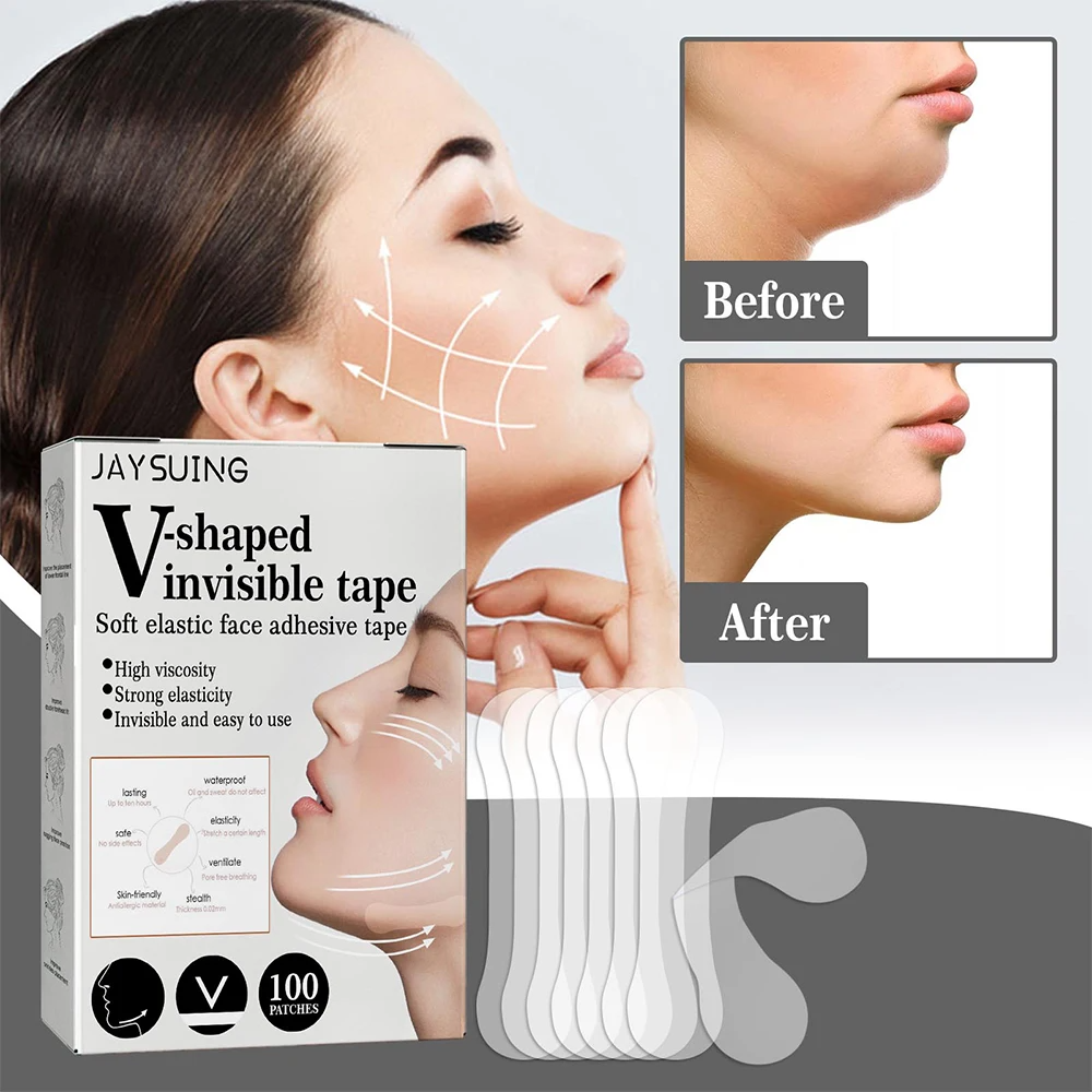 V-Shaped stiker adesivi invisibili per lifting viso 100 pz image 0