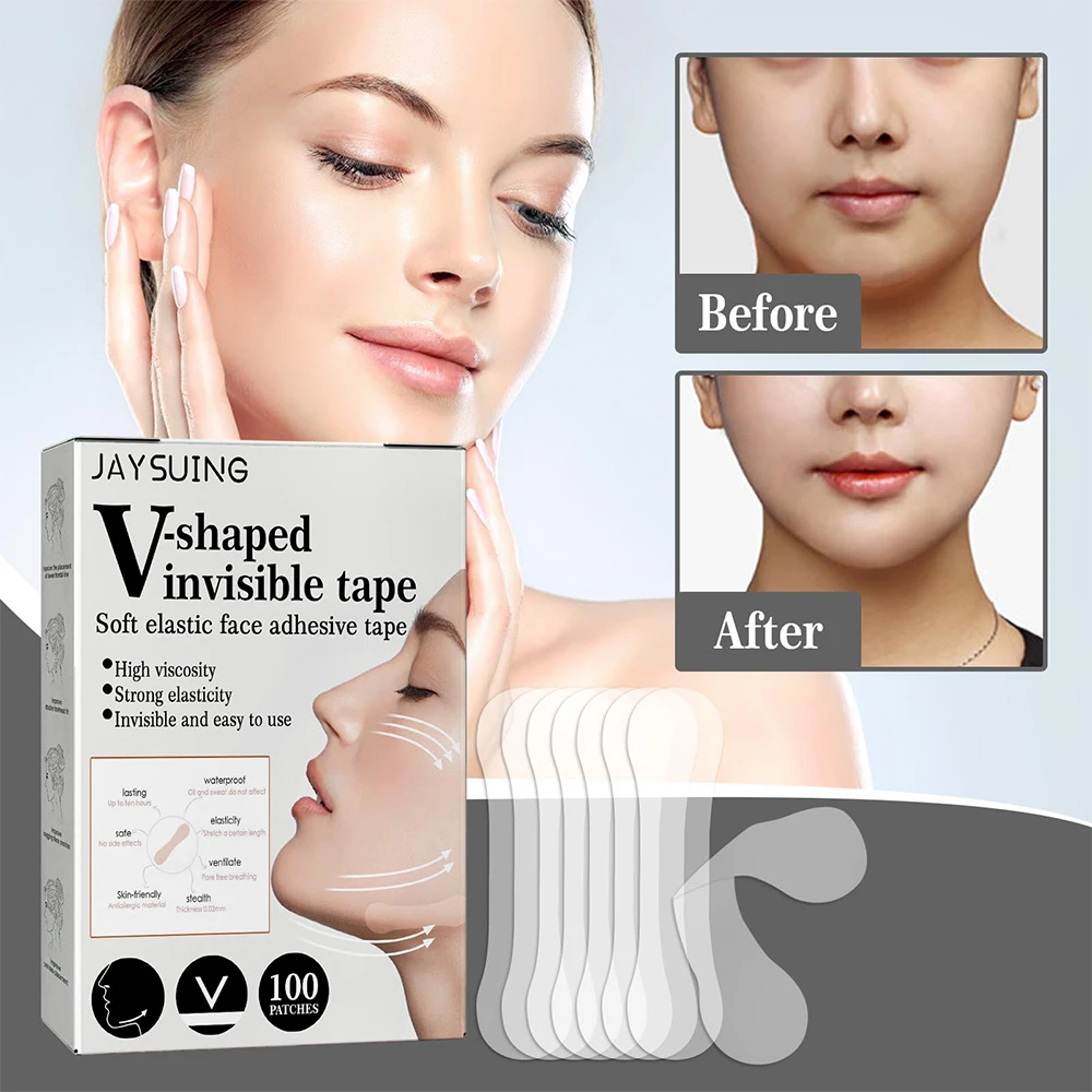 V-Shaped stiker adesivi invisibili per lifting viso 100 pz image 1