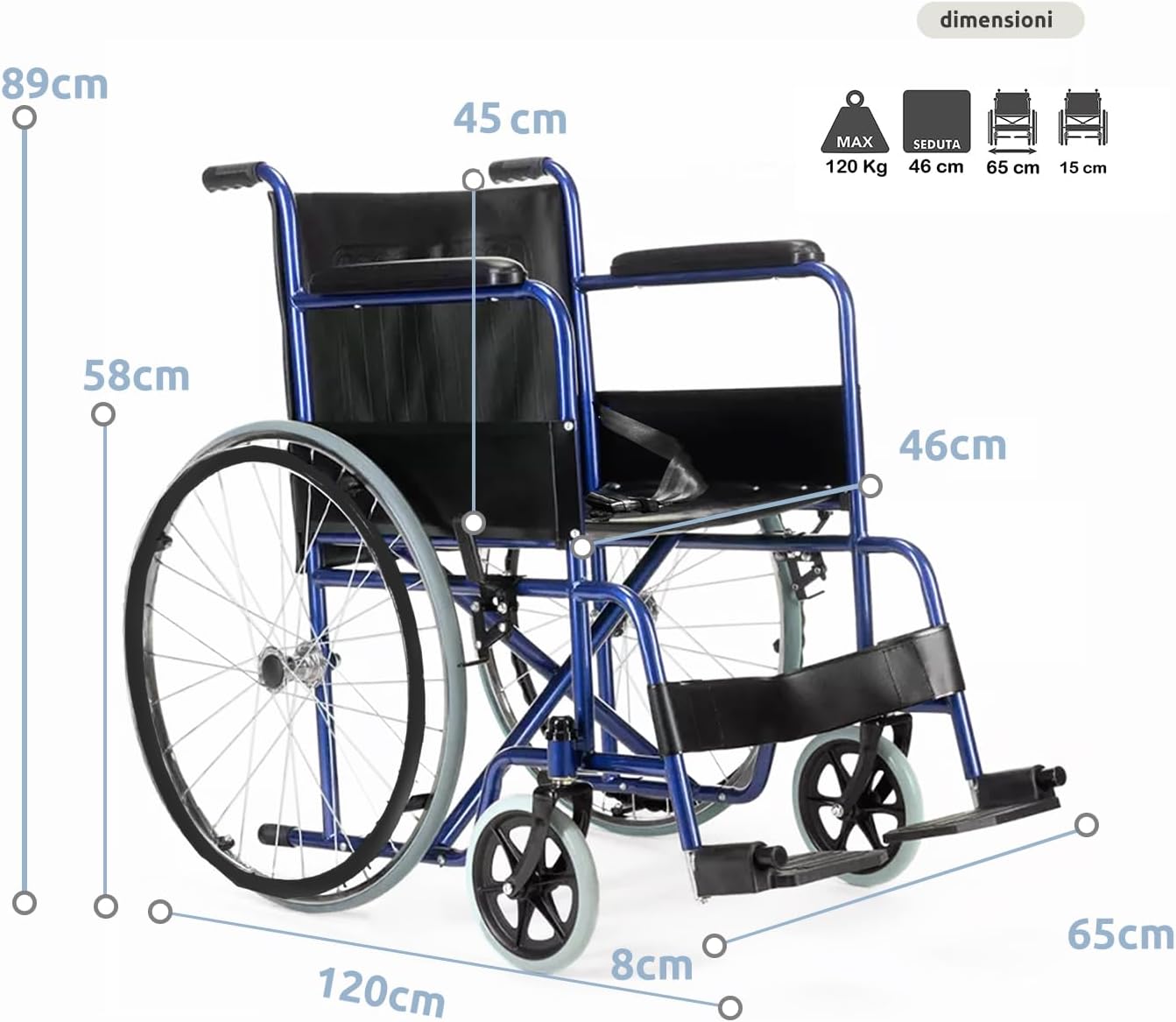 Sedia a Rotelle pieghevole leggera ad autospinta per disabili ed anziani GOVITA image 4