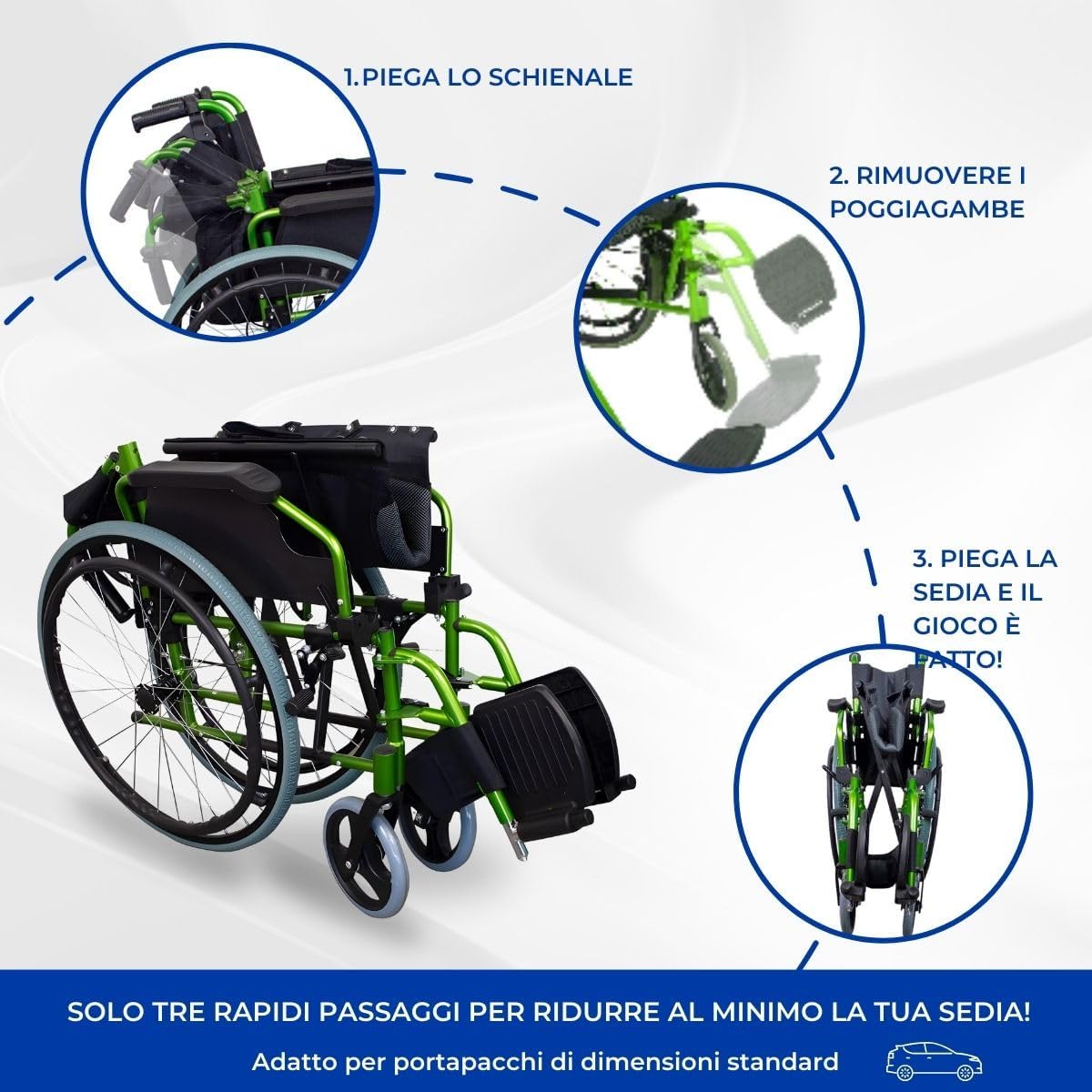 Sedia a rotelle pieghevole leggera in alluminio, Braccioli pieghevoli image 1