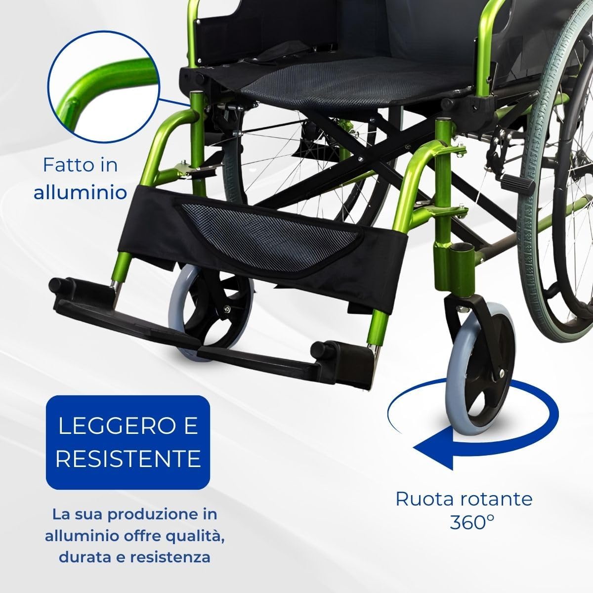 Sedia a rotelle pieghevole leggera in alluminio, Braccioli pieghevoli image 3