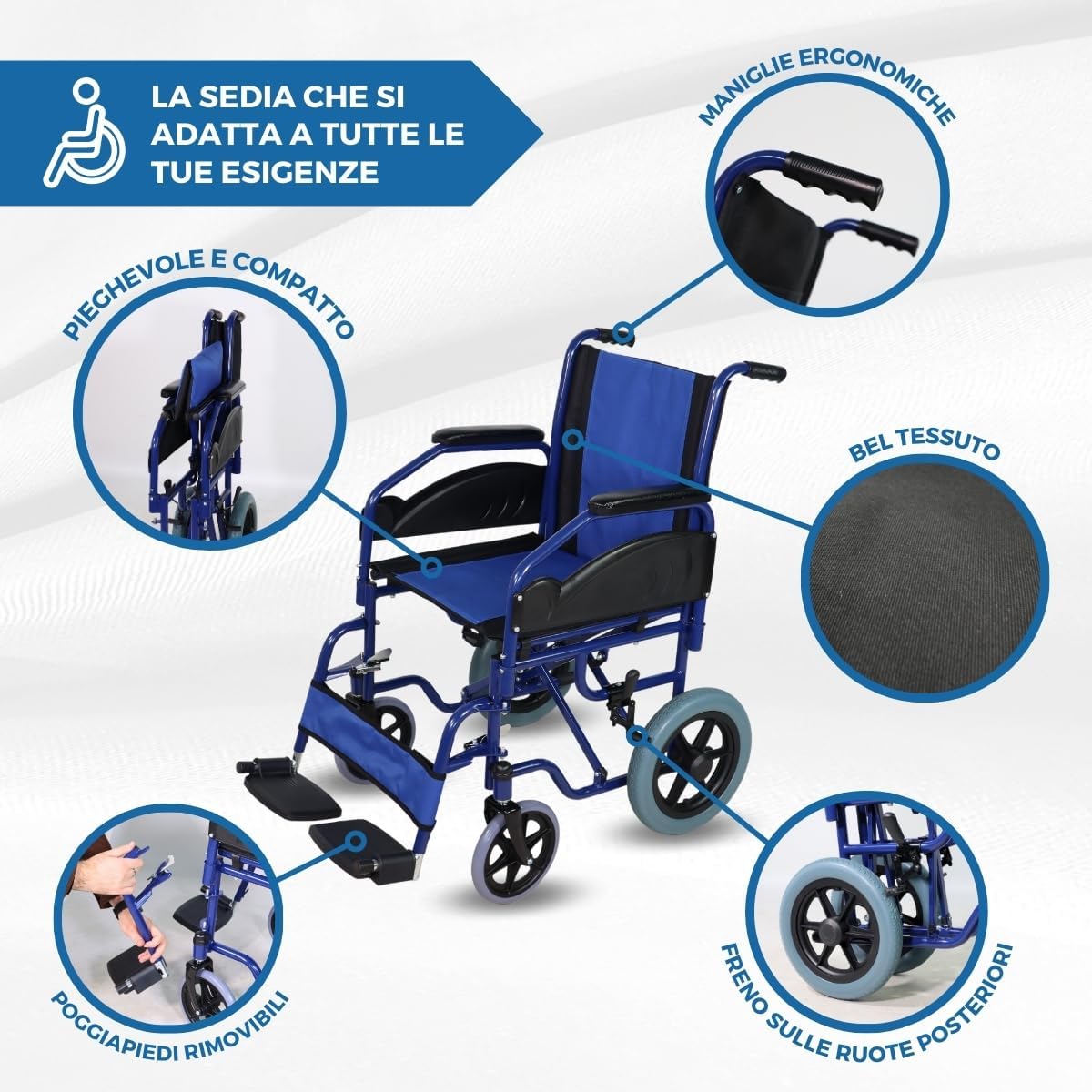 Mobiclinic®, Carrozzina comoda pieghevole,  freni di stazionamento image 1