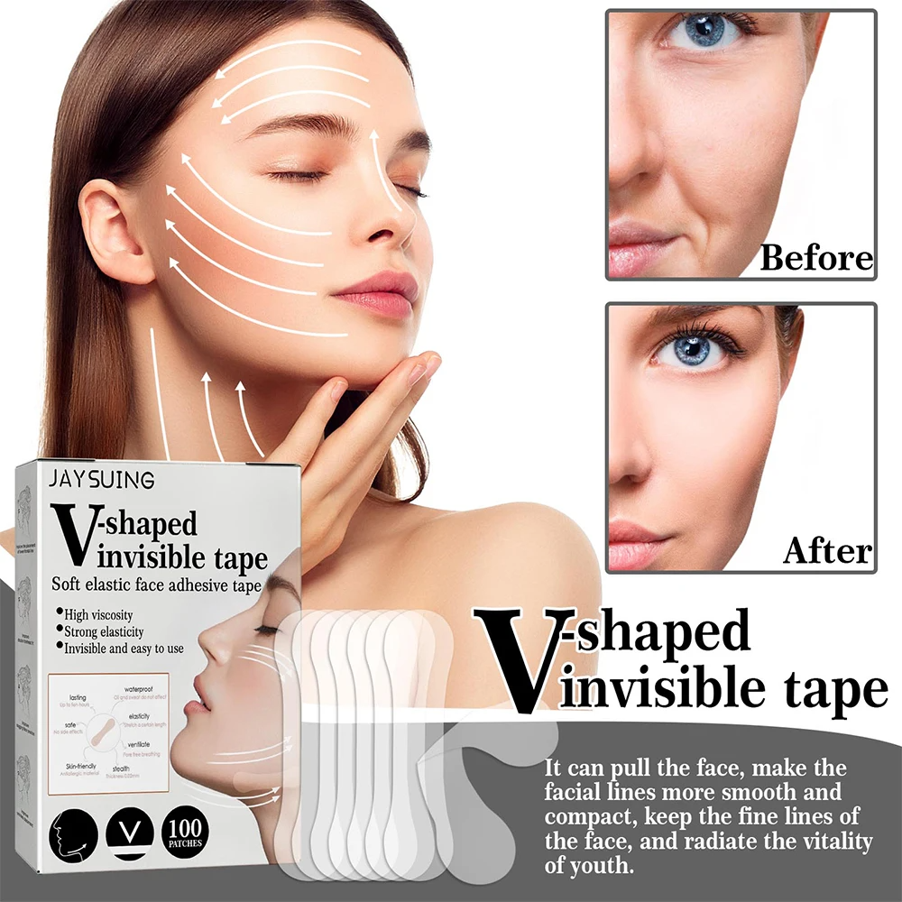 V-Shaped stiker adesivi invisibili per lifting viso 100 pz image 2