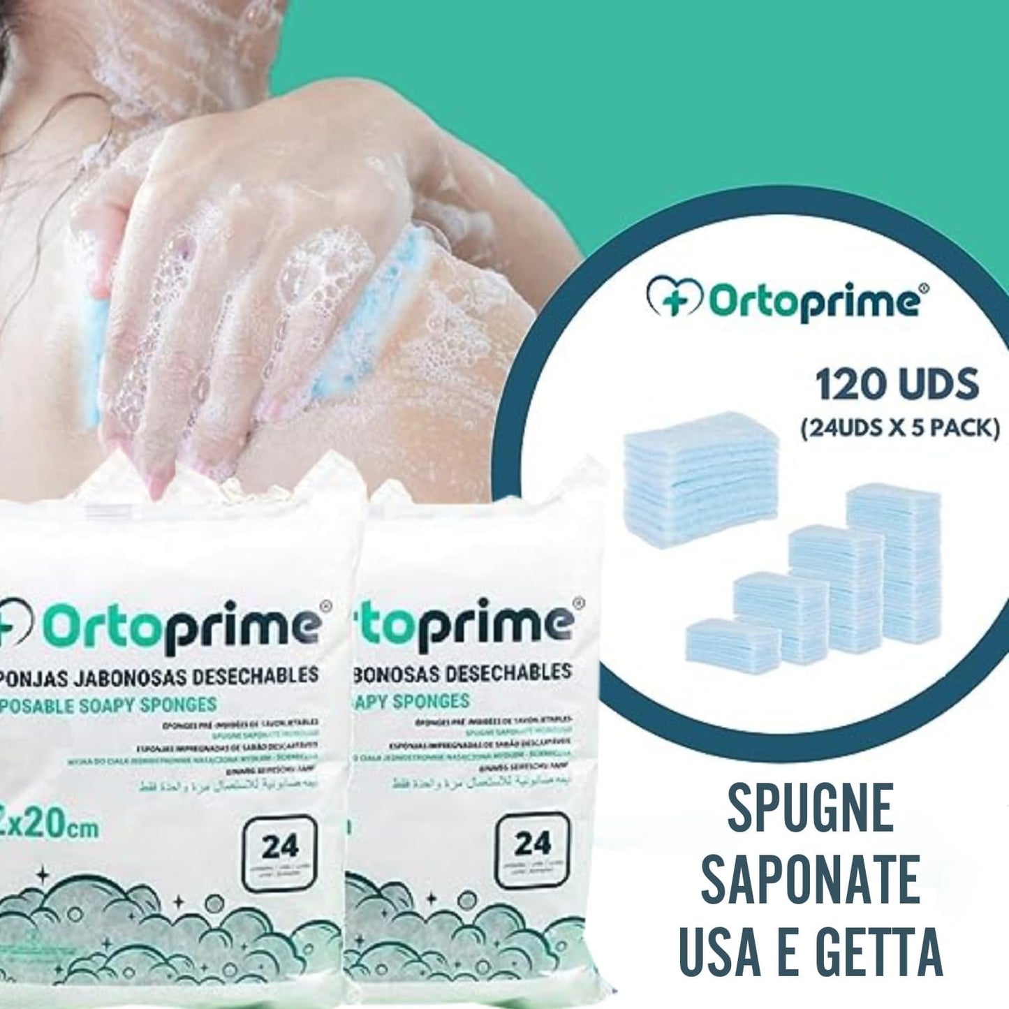120 SPUGNETTE SAPONATE MONOUSO, bambini e adulti Anziani con pH Neutro - Medical Net Store