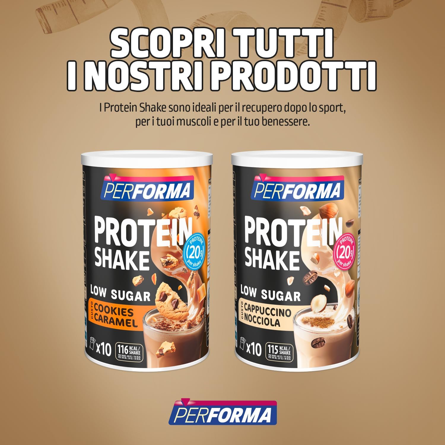 Performa | Protein Shake Cookies Caramello, 340g, Alto Contenuto di Proteine - Medical Net Store