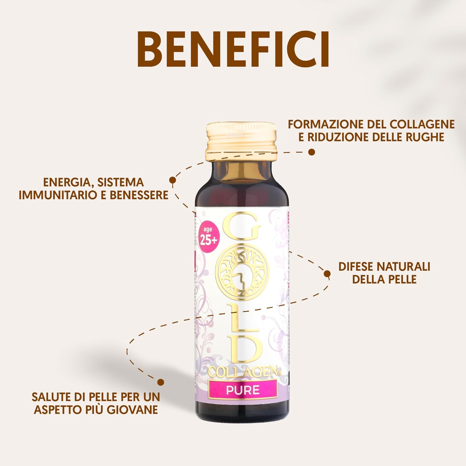 GOLD COLLAGEN Pure - Integratore Liquido Collagene Marino  1 Pack 10x50 ml - Medical Net Store