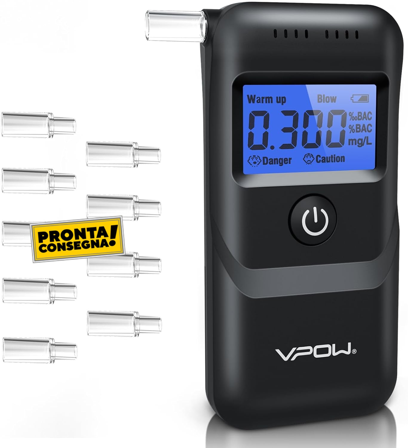 VPOW Etilometro Portatile Certificato, Alcol Test con Display LCD Blu Digitale - Medical Net Store