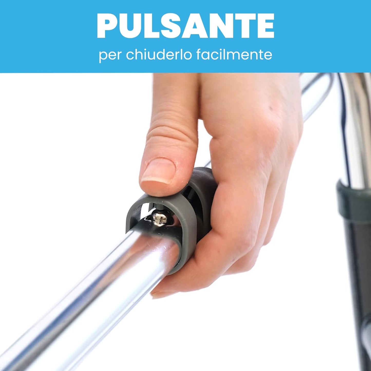 Deambulatore pieghevole, regolabile in altezza con 2 ruote piroettanti e 2 punt - Medical Net Store