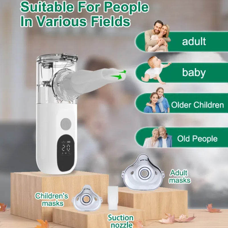 Nebulizzatore portatile ricaricabile ad ultrasuoni, regolabile - Medical Net Store