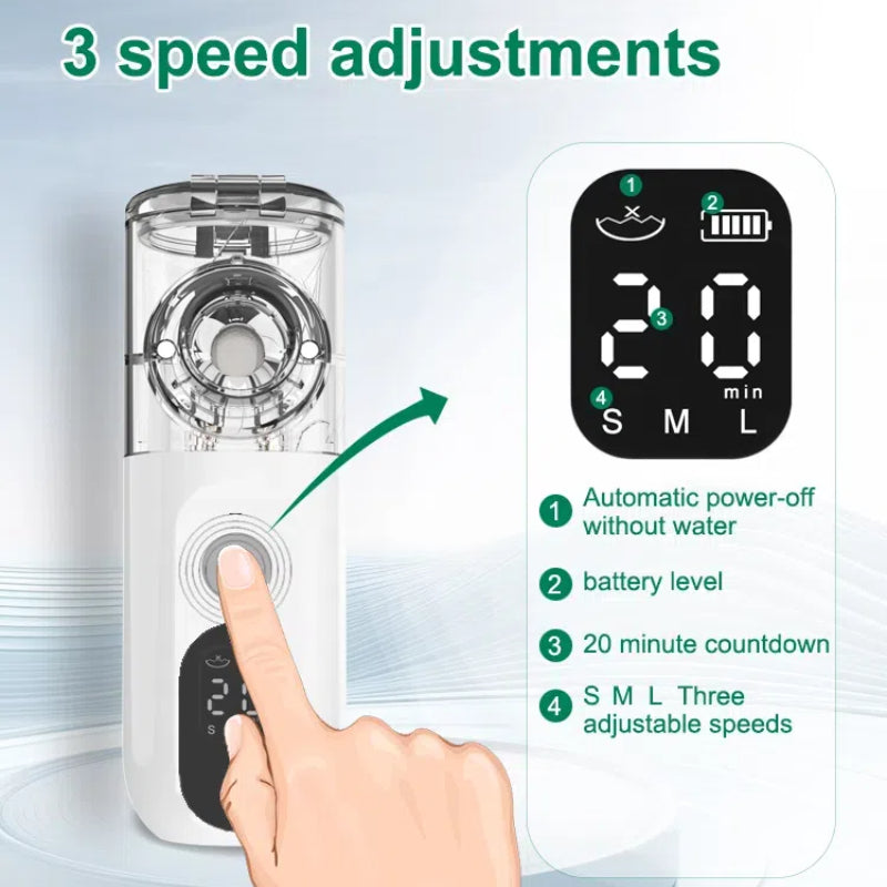 Nebulizzatore portatile ricaricabile ad ultrasuoni, regolabile - Medical Net Store