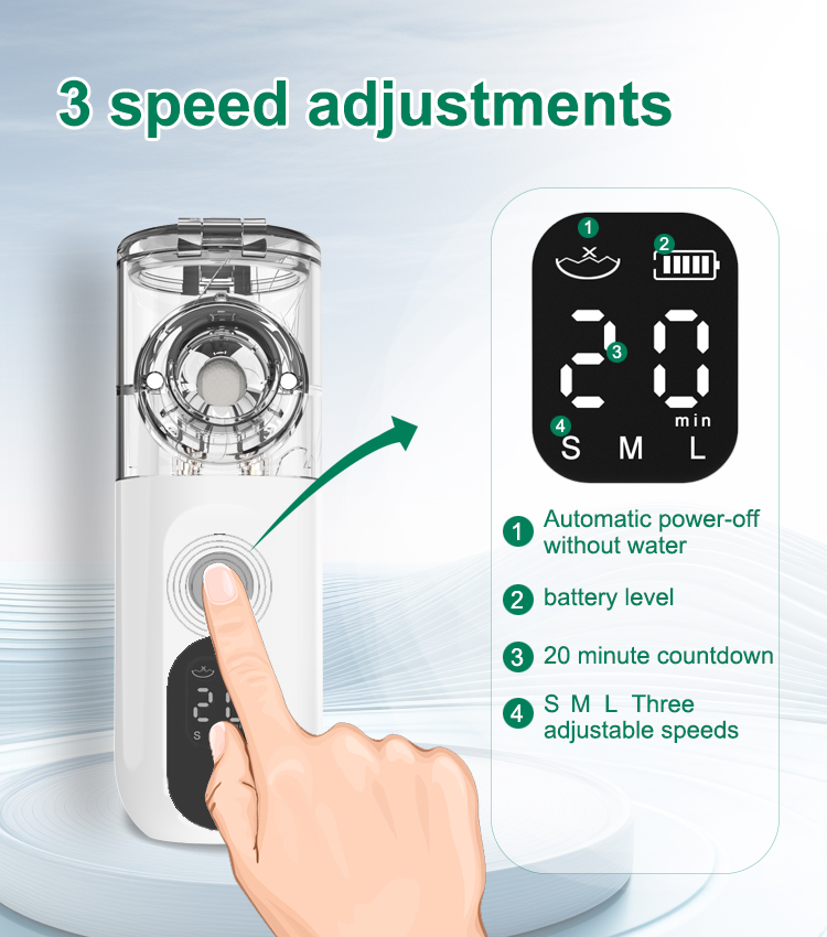 Nebulizzatore portatile ricaricabile ad ultrasuoni, regolabile - Medical Net Store